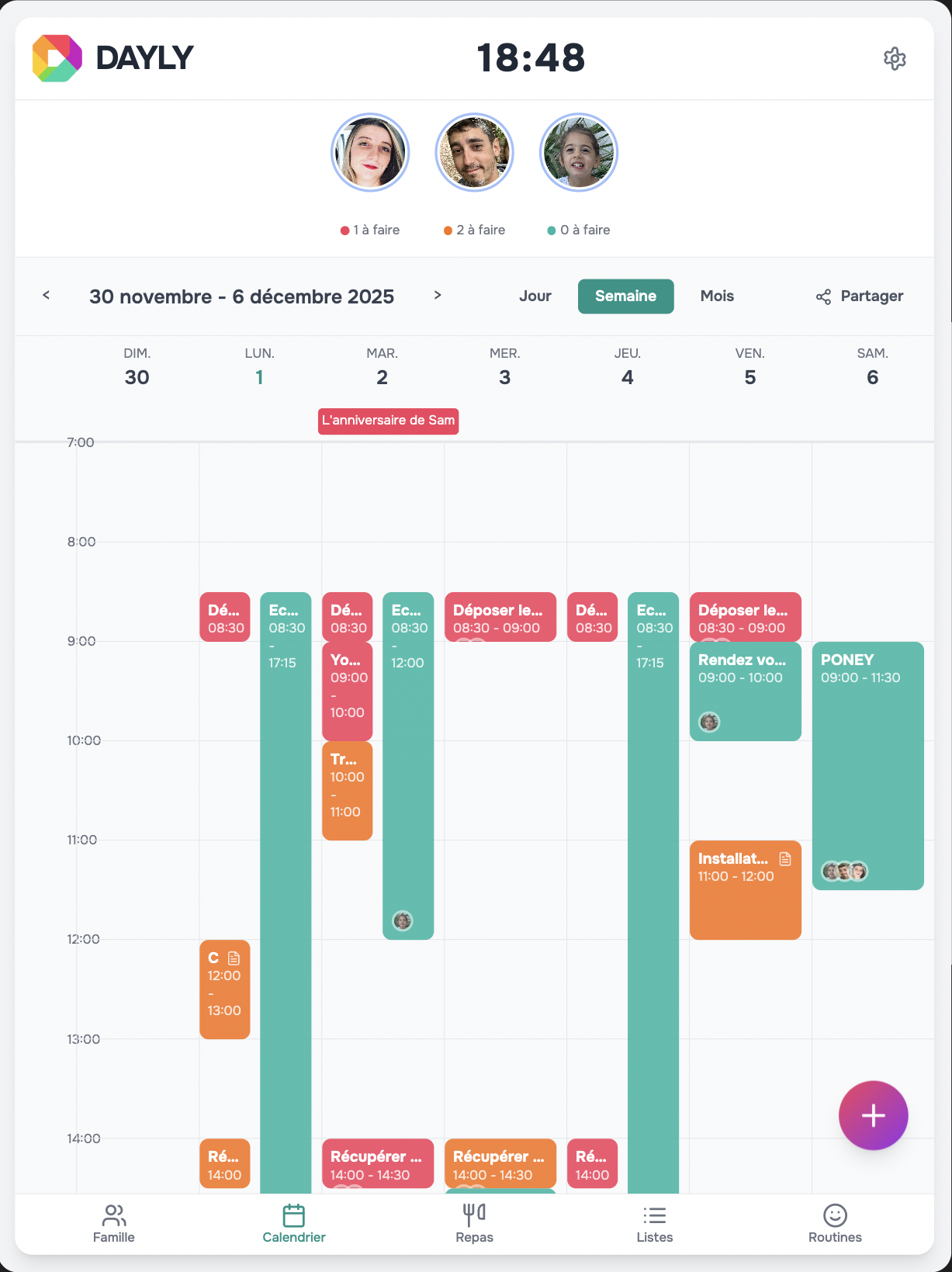 Interface Calendrier Partagé
